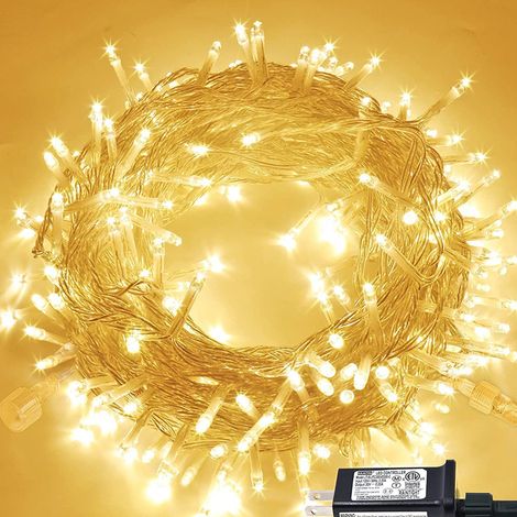 1 Guirlande lumineuse, 23 m, 200 LED blanc chaud, fil transparent, 8 modes, étanche IP54, intérieur extérieur (1/5)