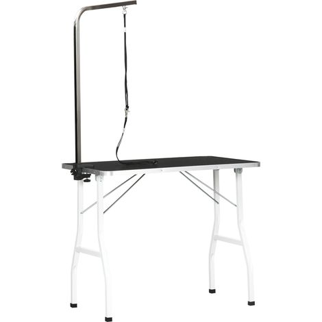Table de toilettage pour animaux avec sangles réglables, plateau antibactérien noir, hauteur ajustable (1/5)