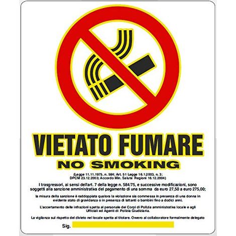Cartello "Vietato Fumare" in Plastica Flessibile