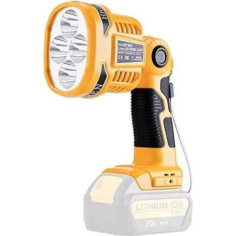 18V Tools Projecteur à LED extérieur portable longue portée avec lampe de poche USB 12W Lampe de travail à LED sans fil compatible avec Dewalt 18V 20V Max la batterie au lithium DCB180 DCB200 (1/5)
