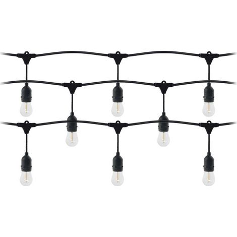 Guirlande Guinguette LED 220V 15M avec 10 Ampoules E27 1W Raccordable - Blanc Chaud 2300K - 3500K - Blanc Chaud (2300K - 3500K) - SILAMP (1/2)