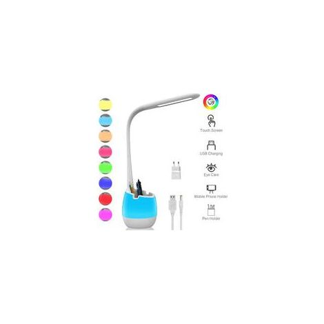 Lampe de Bureau Flexible, Lampe Rechargeable avec Veilleuse Colorée/ 3 Modes et 3 Niv. de luminosité/Contrôle Tactile - RWLampe de bureau (1/4)