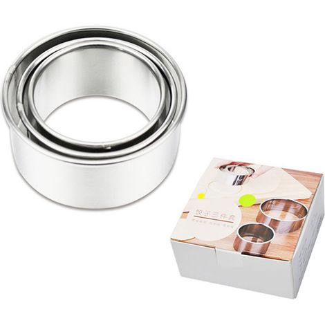 Ensemble d'emporte-pièces ronds en acier inoxydable (ensemble de 3 pièces, emporte-pièce pour pâte à raviolis, moule à estampage pour pâte à raviolis, ustensile de cuisine) (1/5)