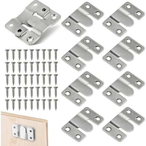 Support De Montage Dissimulé En Acier Inoxydable, Interverrouillage Et Pendaison Boucle Quincaillerie Murale Pour Accroche Photo Mural, Miroir, Cadre, Dosseret Et Meubles (1/5)