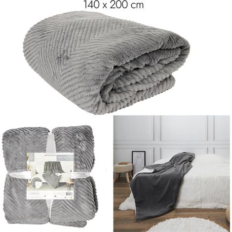 Plaid - HOME DECO FACTORY - Imitation Fourrure - Douceur - Gris (1/5)