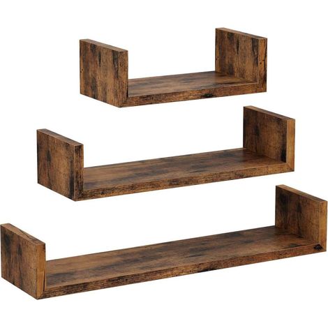 Set aus 3 dunkelbraunen Wandregalen für das Wohnzimmer BEGRYF 60x15x10