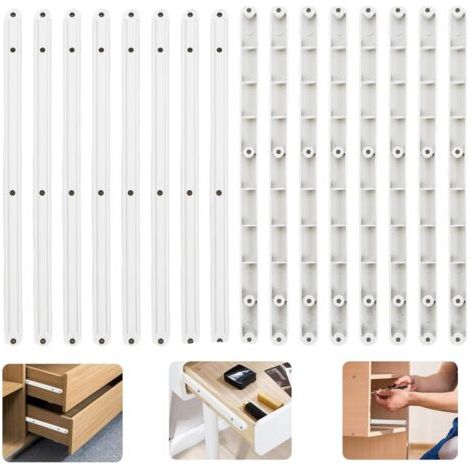 QORVA-Lot de 16 glissières de tiroir, 300 mm, en plastique blanc, pour cuisine et placards