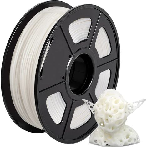 Filamento PLA, diametro 1,75 mm, compatibile con stampanti FDM, PLA bianco (1/2)