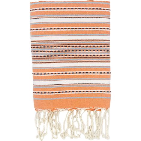 Fouta 100x200 orange , bleu, noir, blanc - 100% coton - franges