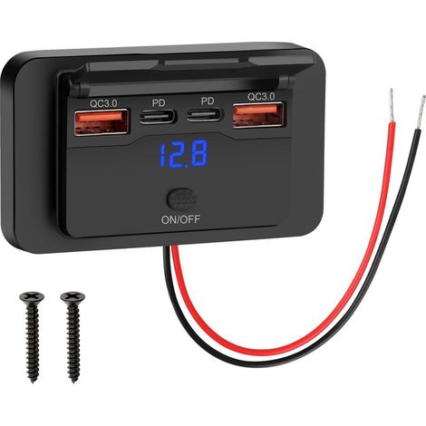 Chargeur de Voiture à Double Port USB A & USB C avec Affichage de Voltage pour 12V Auto Marine (1/5)