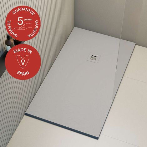 Receveur de douche Poalgi, extraplat, gris humo, L.100 x l.140 cm, finition ardoise, série Hos's