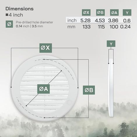 Soffit Ventilation Cover Round Air Vent Grille Insect Screen HVAC Ventilation Bathroom, Home Office, Kitchen (1/4)