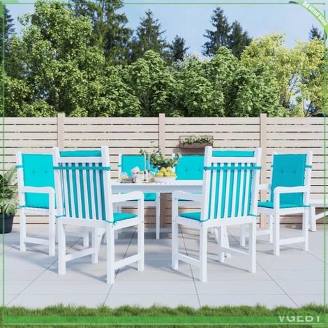 361339 Coussins de chaise à dossier bas lot de 6 turquoise tissu (1/5)
