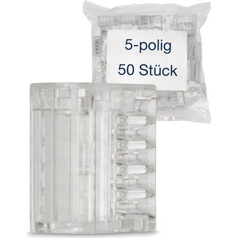 Serre-câble, bornes à vis à 5 pôles, 0,5-1,5 mm², pour fils rigides, 50 pièces, transparent (1/5)