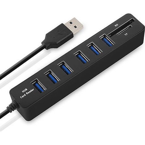 Hub USB 2.0 avec lecteur de cartes - 6 ports (1/5)