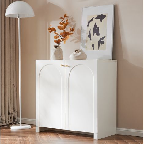 MEUBLIV Credenza 2 ante 80x40x80 cm bianco crema con contenitore e anti-ribaltamento (1/5)