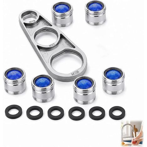 M18 Faucet Aerator, Faucet Jet Regulator with Seals and Mounting Wrench, Brass Aerator, Anti-Splash Jet Regulator for Kitchen Sink and Bathroom (1/5)