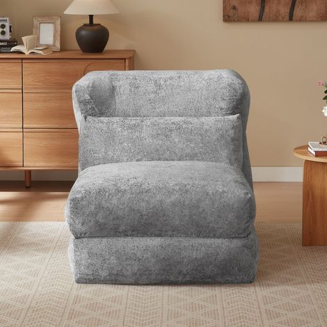 Canapé relax convertible multipositions, chaise longue de sol pliable, garnissage doux en coton chenille, fauteuil de détente ergonomique (1/4)