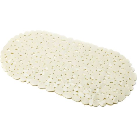 Tapis Fond de Baignoire PVC Galets 100% PVC sans Phtalates 68 x 35 cm Blanc Surface Antidérapante pour Sécurité et Confort Facile d'entretien (1/5)