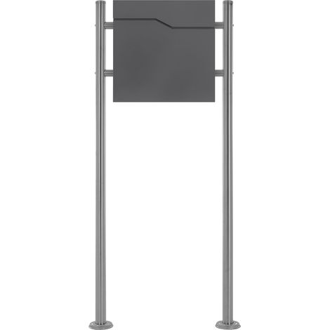 ECD Germany Cassetta Postale con Tubo per Giornali 37 x 37 x 11 cm e Supporto 55 x 120 x 9 cm in Acciaio Inossidabile Piedistallo Inox per Cassetta delle Letere con Accessori di Montaggio