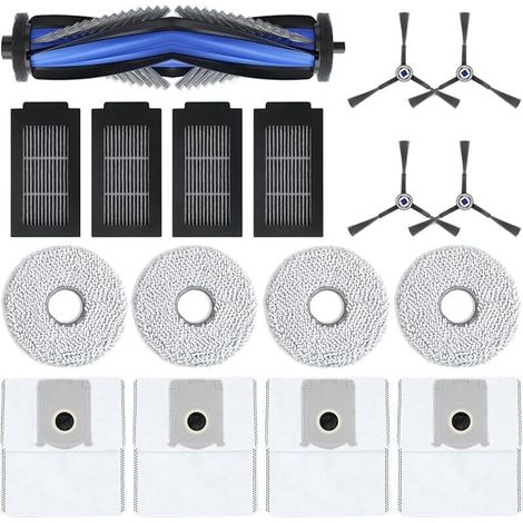 Lot de 17 accessoires pour robot aspirateur Ecovacs Deebot T50 Pro Omni / T50 Omni /T50 Max /T50 Max Pro/T50 Pro. 1 brosse principale, 4 , 4 sacs à poussière, 4 filtres, 4 brosses (1/5)