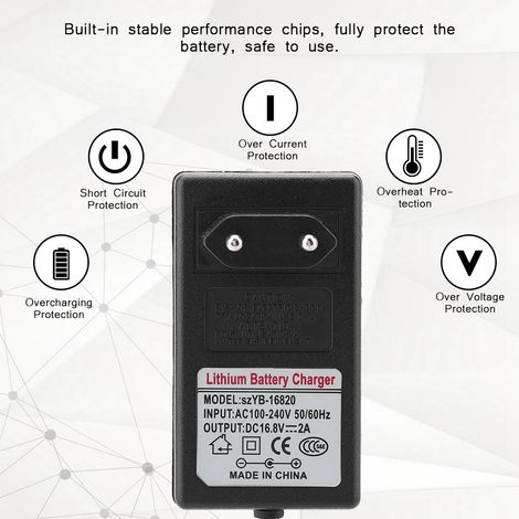 Chargeur secteur universel 100-240V pour batteries lithium-ion 16.8V 2A, adaptateur EU sécurisé (1/5)