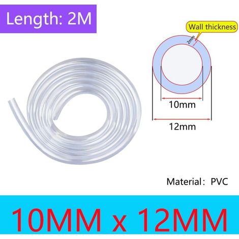 PVC-Schlauch – Aquarium- und Luftschlauch, Innendurchmesser 14 mm x Außendurchmesser 16 mm, Druckschlauch, 2 Meter (1/4)