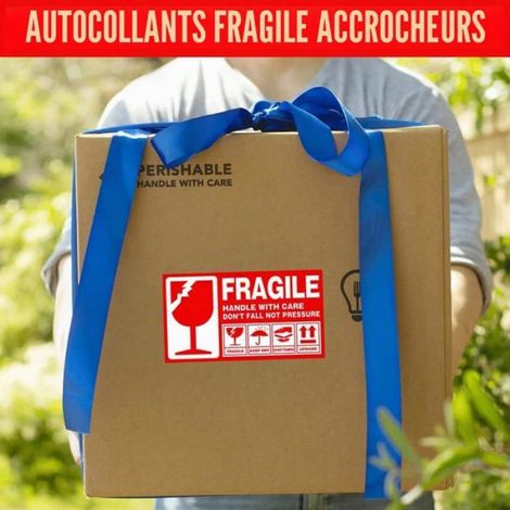 Etiquettes Fragile - Papier Adhesif Rouge - 5x9 cm et 9x15 cm - Pour Emballage Colis Transport - 160 Pieces (1/5)