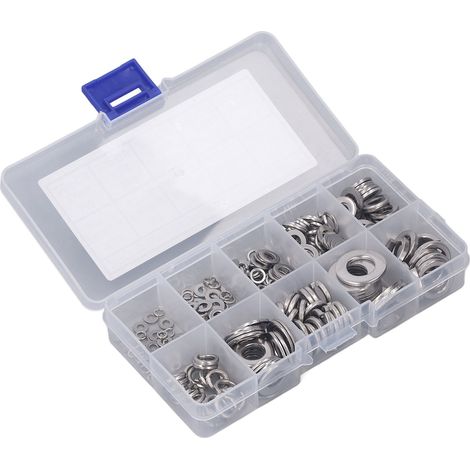 Kit d'assortiment de 260 rondelles plates autobloquantes en acier inoxydable 304, M
2.5, M3, M4, M5, M6, M8, M10 (1/5)
