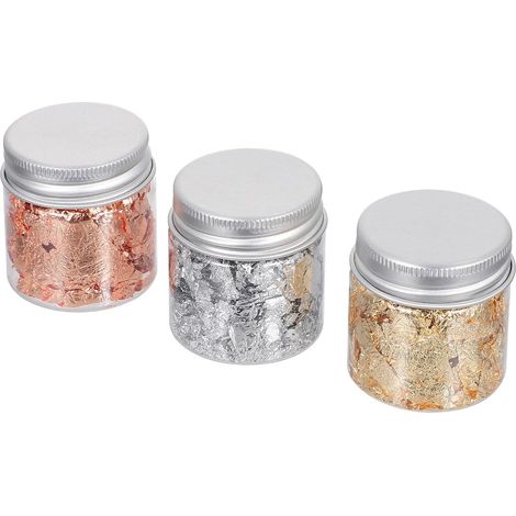 Kit per nail art con lamina dorata facile da applicare, 3 flaconi di glitter metallizzato per manicure fai da te, feste di Natale e bellezza a casa. (1/5)