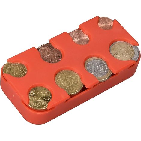 organiseur Pices De Monnaie - Orange - Bote De Rangement Euros Avec 8 Compartiments - Pour Voiture Sac Main (1/5)