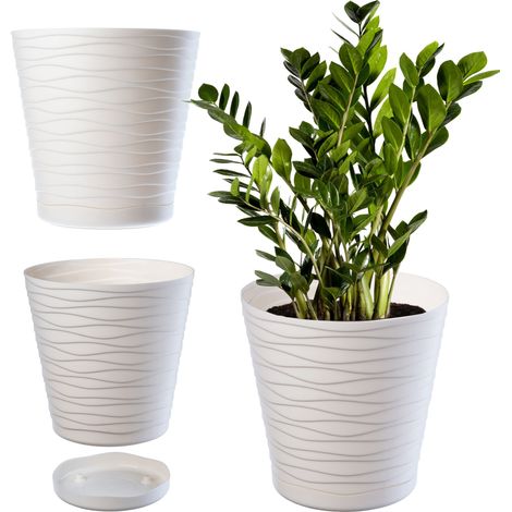 KADAX Blumentopf mit Untersetzer, 30 cm, Creme