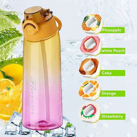 Gourde Air Water Up 900 ml, pack de démarrage Air, gourde aromatisée avec capsules parfumées pour le camping, rose et vert + 3 anneaux aléatoires rose et vert +
