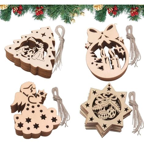 Weihnachtsbaumschmuck aus Holz, 40-teilig