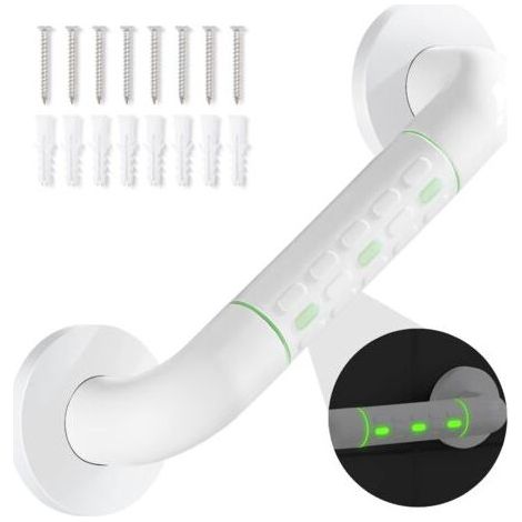 Barre D'appui WC, Barres D'appui de Salle de Bain avec Antidérapante, Poignée de Acier Inox, de Maintien Douche avec Cercles lumineux-avec Bride de Recouvrement,30 CM (1/5)