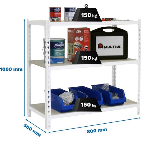 Simonrack Maderclick Mini Regalsystem Metall Weiss Holz 3 Ebenen