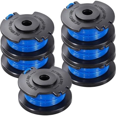 Lot de 6 bobines de fil coupe-bordure compatibles Ryobi One+ AC14RL3A, 18V, 24V, 1,65mm, auto-alimentation, pièce de rechange