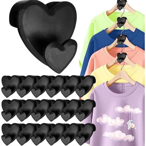 18 Pack Triangle Heart Shaped Hangers, Wardrobe Space Saver, Space Saving Organizer (1/4)