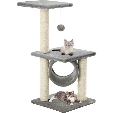 vidaXL Arbre à chat avec griffoirs en sisal 65 cm Gris (1/5)