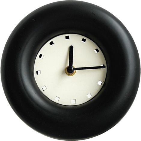 Horloge de table en fer rond moderne silencieuse à piles pour chambre salon bureau dortoir noir (1/5)