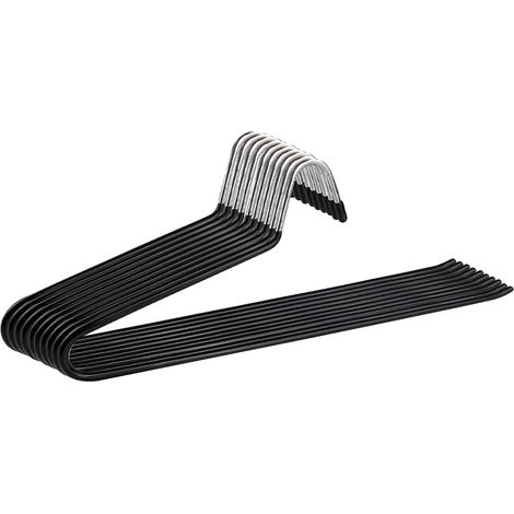 Rutschfeste, robuste Hosenbügel, 10er-Set, Aufbewahrungszubehör, leicht einzufädeln, 35 cm lang, zum Aufhängen von Hosen, Socken und Röcken, schwarz (1/5)