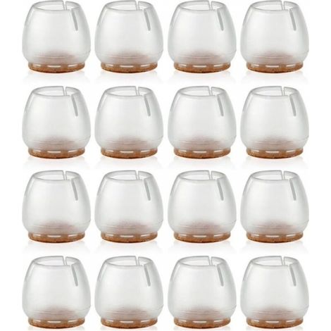16 Pièces Chaise Casquettes 17-21mm Patins pour Meubles Silicone Protection Plaquettes de Pieds de Meubles Chaise Jambe Caches Housse de Table Rayures Protecteurs de Sol pour Pieds Ronds (1/3)