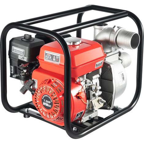 Pompe à eau à essence 212 cc - 4 temps - Portable - Avec puissance d'aspiration de 7 m et hauteur de refoulement de 30 m - Volume de livraison : 26 m³/h - Pompe à eau sale pour arrosage (1/5)
