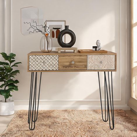 SunJet Console, table console, entrée marron 3 tiroirs - Réf. 8PXWEKU171PM (1/5)