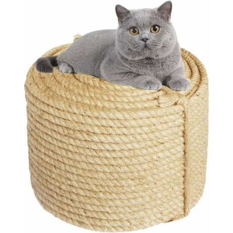 6mm Jute Corde pour réparation et Remplacement de Chat Scratch Pilier. Rayure Arbre. Chat Rayure Tampon/Tapis/Botteur Jouet. Tuyau/Escaliers/Pneu Emballage. Accueil Décoration. 6mm10m. Beige (1/5)