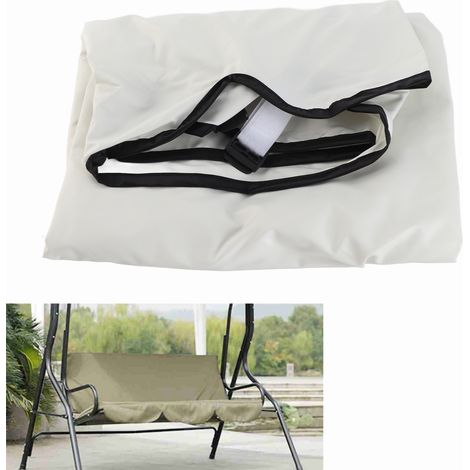 Funda de cojín para silla colgante de tres plazas, estilo hamaca, de tafetán de poliéster resistente al agua, para jardín o patio exterior, 150 x 50 x 10 cm (beige). (1/5)