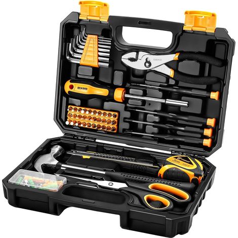 Ensemble d'Outils à Main de 50 Pièces avec Boîte à Outils en Plastique - Malette Outils Pratique pour Tous vos Projets de Bricolage-Idéal pour Kit Outils Bricolage et Outils et Dépannage (1/5)