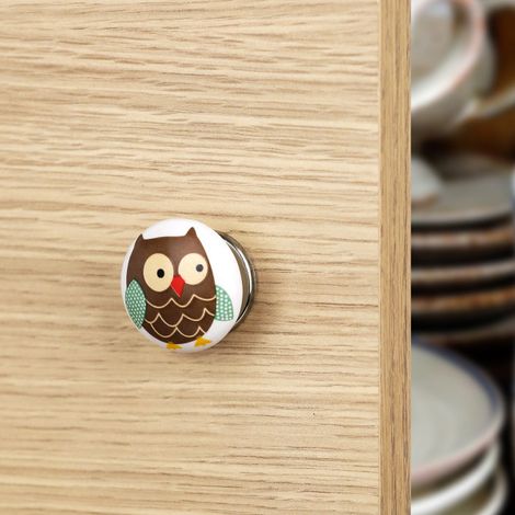 Ouvre&Déco – Bouton de meuble CHOUETTE, Porcelaine Ø35 mm (1/5)