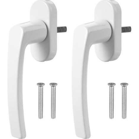 2Pcs Poignee Fenetre, Securité Fenetre Poignée de Fenêtre Blanche en Aluminium Poignée Fenetre PVC Poignée de Porte avec Vis (1/4)