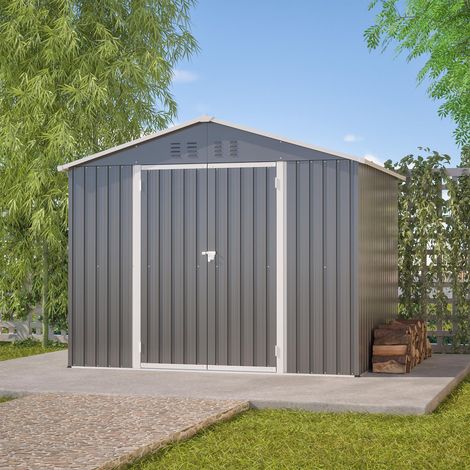 Casetta da giardino in metallo 2,4x1,8 m - con porta a battenti - per riporre e conservare gli attrezzi da giardino - grigio antracite (1/5)